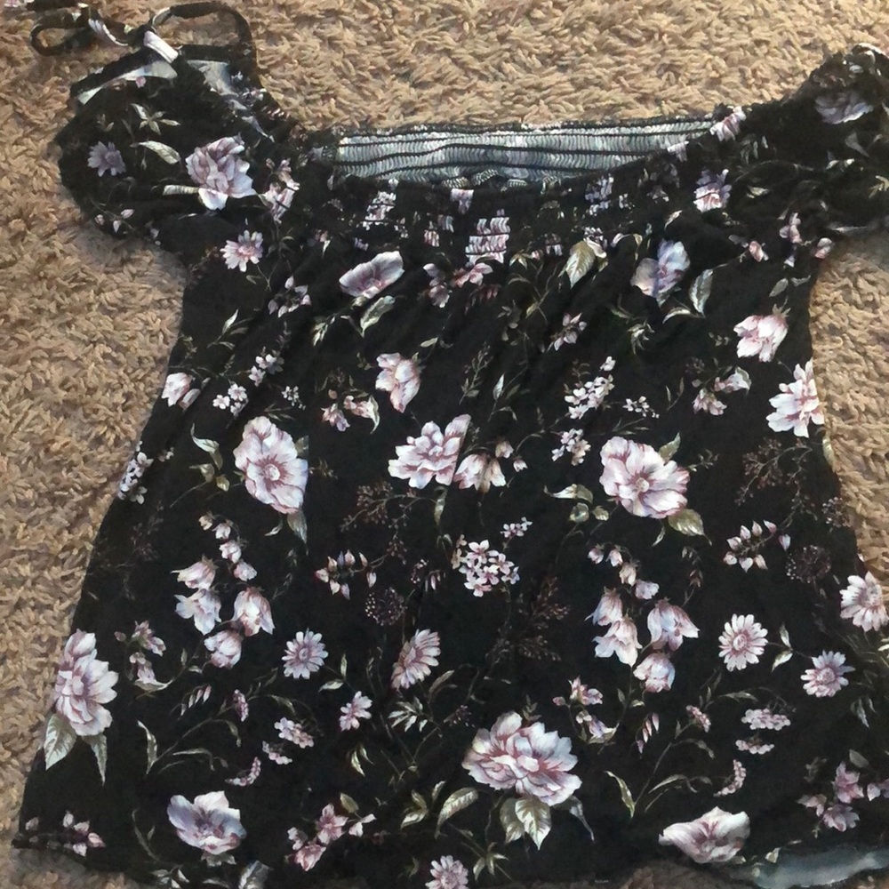 Black floral off the shoulder top